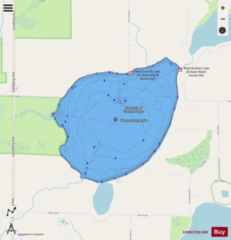 West Graham depth contour Map - i-Boating App - Streets