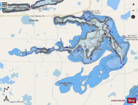 Star depth contour Map - i-Boating App - Streets