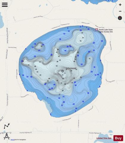 Jewett depth contour Map - i-Boating App - Streets