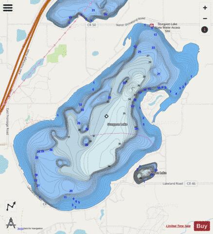 Sturgeon depth contour Map - i-Boating App - Streets