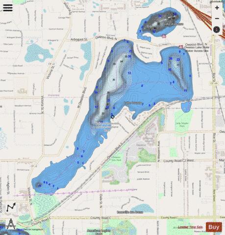 Owasso depth contour Map - i-Boating App - Streets