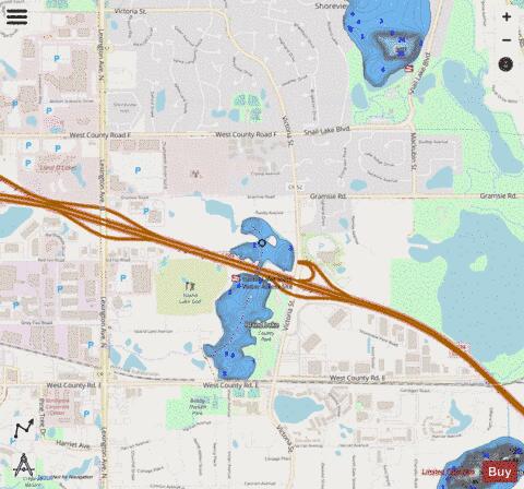 Island (Basin N.of I-694) depth contour Map - i-Boating App - Streets