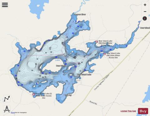 Bear Island depth contour Map - i-Boating App - Streets