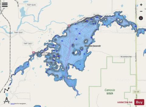 Fish Lk Flowage(Main Bas) depth contour Map - i-Boating App - Streets