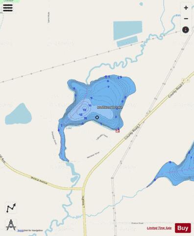 Mashkenode depth contour Map - i-Boating App - Streets