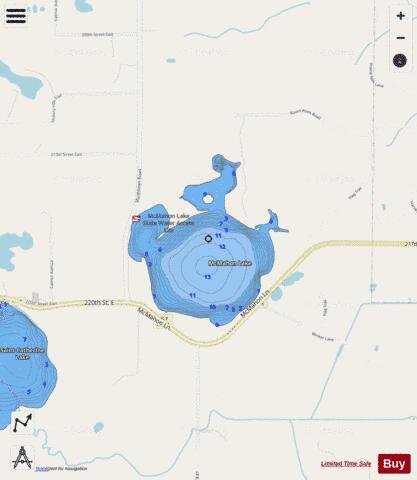 McMahon depth contour Map - i-Boating App - Streets