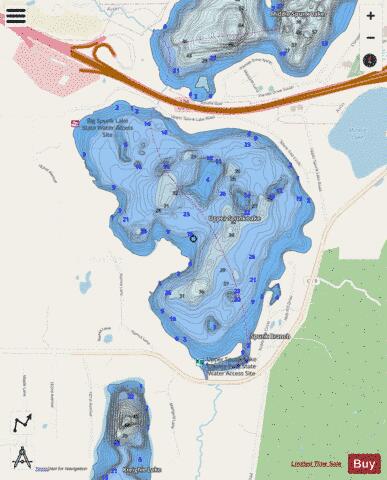Big Spunk depth contour Map - i-Boating App - Streets