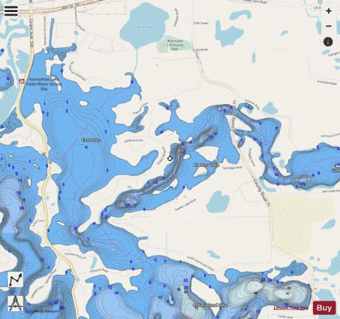 Cedar Island (Koetter Lk) depth contour Map - i-Boating App - Streets
