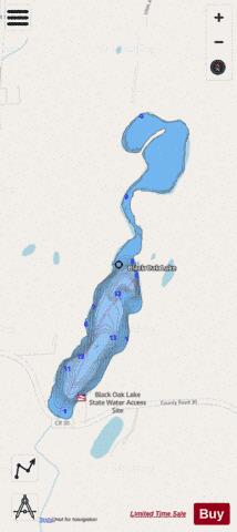 Black Oak depth contour Map - i-Boating App - Streets