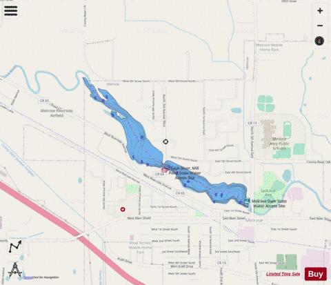 Melrose depth contour Map - i-Boating App - Streets
