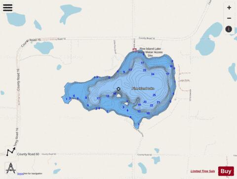 Pine Island depth contour Map - i-Boating App - Streets