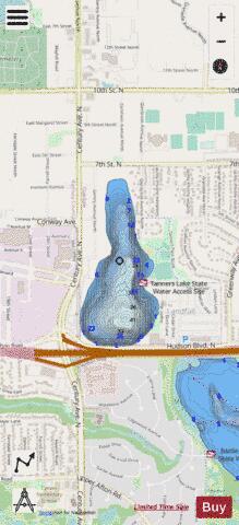 Tanners depth contour Map - i-Boating App - Streets