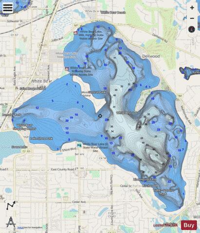 White Bear depth contour Map - i-Boating App - Streets