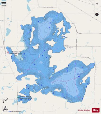 Pelican depth contour Map - i-Boating App - Streets