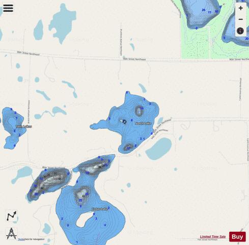 North depth contour Map - i-Boating App - Streets