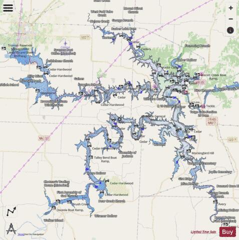 Harry S Truman Reservoir depth contour Map - i-Boating App - Streets