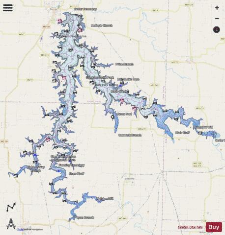 Stockton Lake depth contour Map - i-Boating App - Streets
