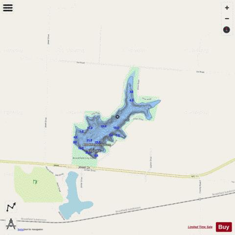 Brookfield City Lake depth contour Map - i-Boating App - Streets