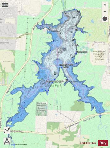 Longview Lake depth contour Map - i-Boating App - Streets