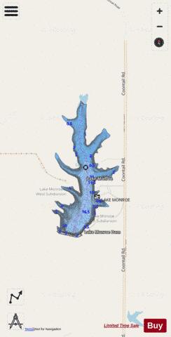 Lake Monroe depth contour Map - i-Boating App - Streets