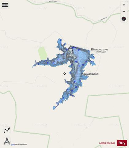 Natchez Park Lake depth contour Map - i-Boating App - Streets