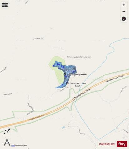 Tishomingo State Park Lake depth contour Map - i-Boating App - Streets