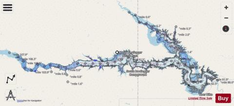 Tiber Reservoir depth contour Map - i-Boating App - Streets