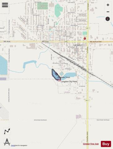 Langdon City Pond depth contour Map - i-Boating App - Streets