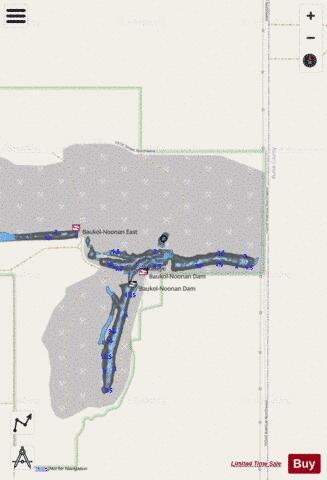Baukol-Noonan Spillway Pond depth contour Map - i-Boating App - Streets