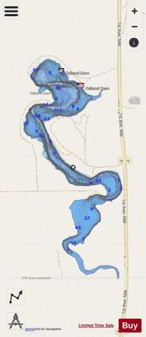 Odland Dam depth contour Map - i-Boating App - Streets