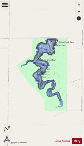 Sheep Creek Dam depth contour Map - i-Boating App - Streets