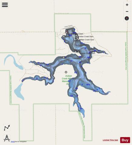 Indian Creek Dam depth contour Map - i-Boating App - Streets