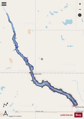Whitman Dam depth contour Map - i-Boating App - Streets