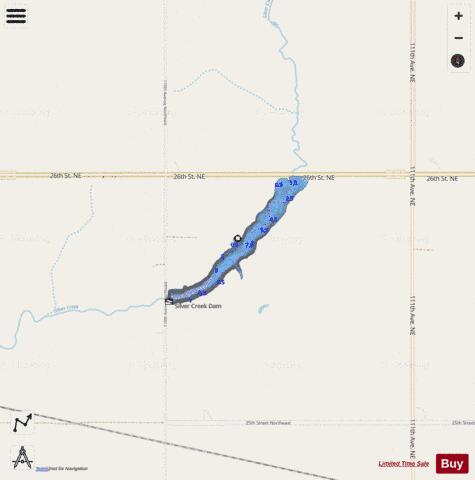 Silver Creek Dam depth contour Map - i-Boating App - Streets