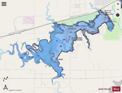 Dickinson Reservoir (Patterson Lake) depth contour Map - i-Boating App - Streets