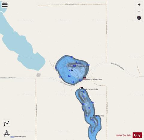 North Carlson Lake depth contour Map - i-Boating App - Streets