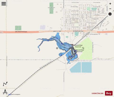 McLeod (Ray) Reservoir depth contour Map - i-Boating App - Streets