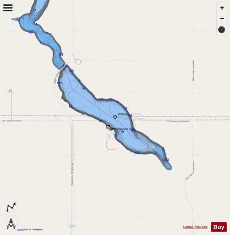 Hiddenwood Lake depth contour Map - i-Boating App - Streets