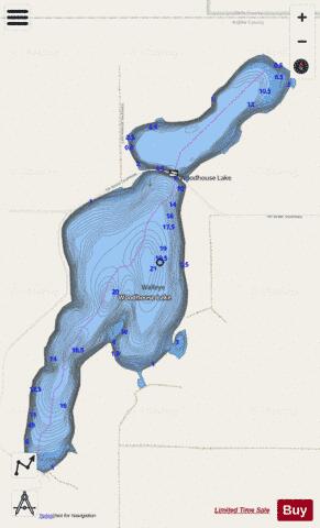 Woodhouse Lake depth contour Map - i-Boating App - Streets
