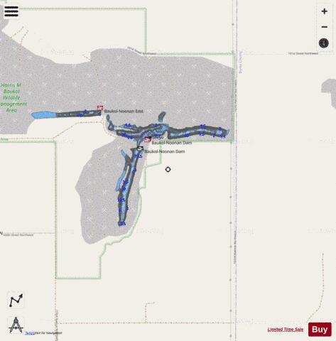 Baukol-Noonan Dam depth contour Map - i-Boating App - Streets