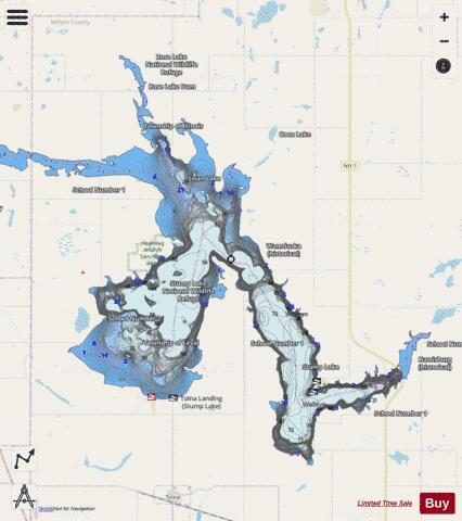 Stump Lake depth contour Map - i-Boating App - Streets