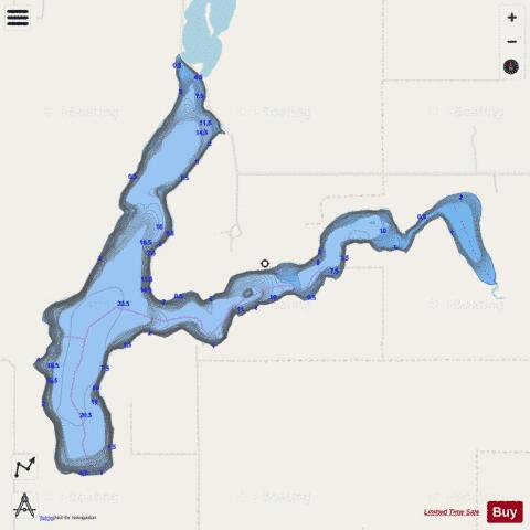 Alkali Lake (Stutsman) depth contour Map - i-Boating App - Streets