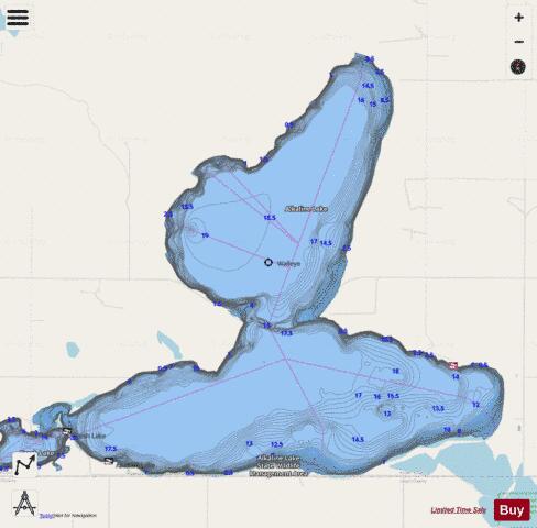 Alkaline Lake depth contour Map - i-Boating App - Streets