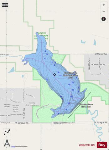 Bluestem Lake depth contour Map - i-Boating App - Streets