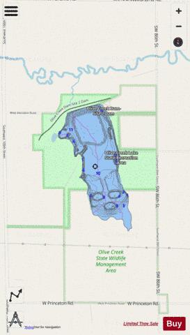 Olive Creek Lake depth contour Map - i-Boating App - Streets