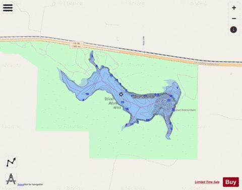 Oliver Reservoir depth contour Map - i-Boating App - Streets