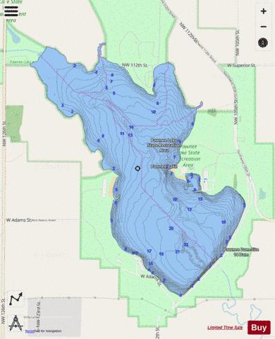 Pawnee Lake depth contour Map - i-Boating App - Streets