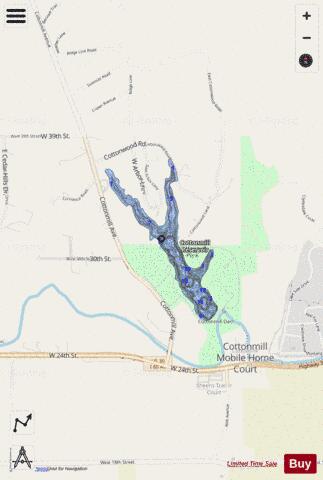 Cottonmill Reservoir depth contour Map - i-Boating App - Streets