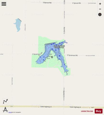 Big Indian Creek Reservoir depth contour Map - i-Boating App - Streets
