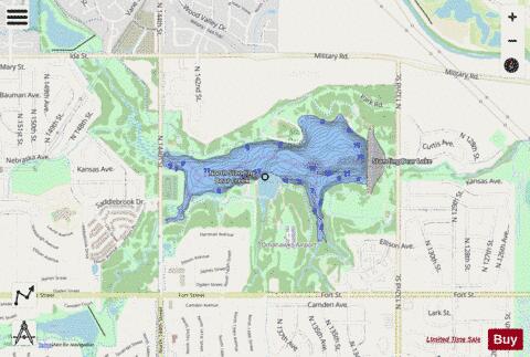 Standing Bear Reservoir depth contour Map - i-Boating App - Streets